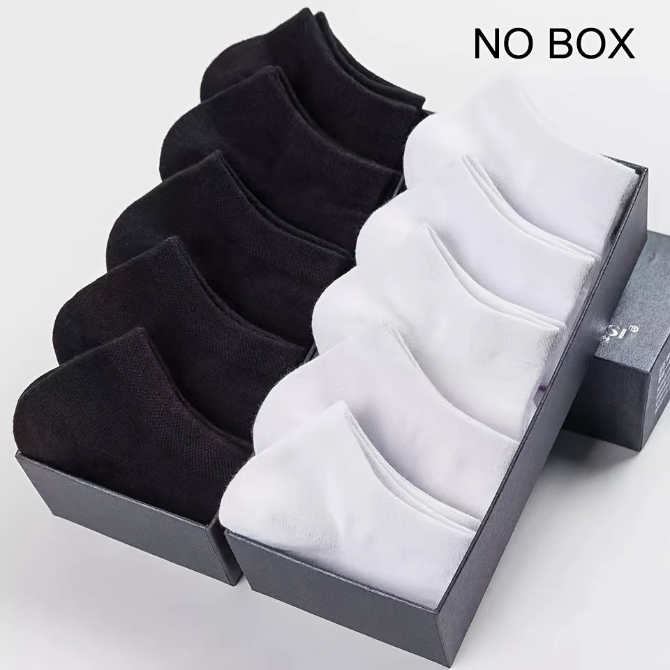 1/5/10/20/30 Pack of Men'S Spring And Summer Short Socks, Low-Cut Solid Color Black, White, Gray, Moisture-Wicking, Breathable, Invisible Boat Socks, Sweat-Resistant
