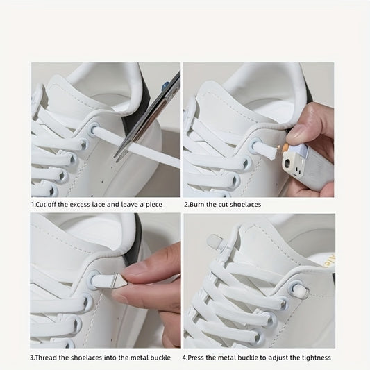 Easy-Clip No-Tie Elastic Shoelaces for Youngsters & Adults - 8mm Wide, Durable Spandex Material