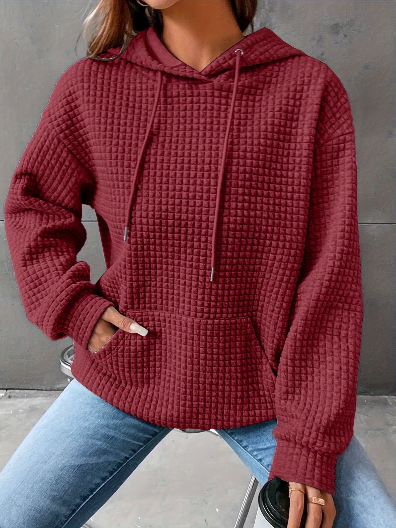 Plus Size - Women'S Plus Size Bright Orange Cable Hoodie - Cozy Loose Fit Pullover with Drawstring, Casual All-Season Wear, Casual Wear Hoodie | Cable Hoodie | Construction, Sweater Hoodie