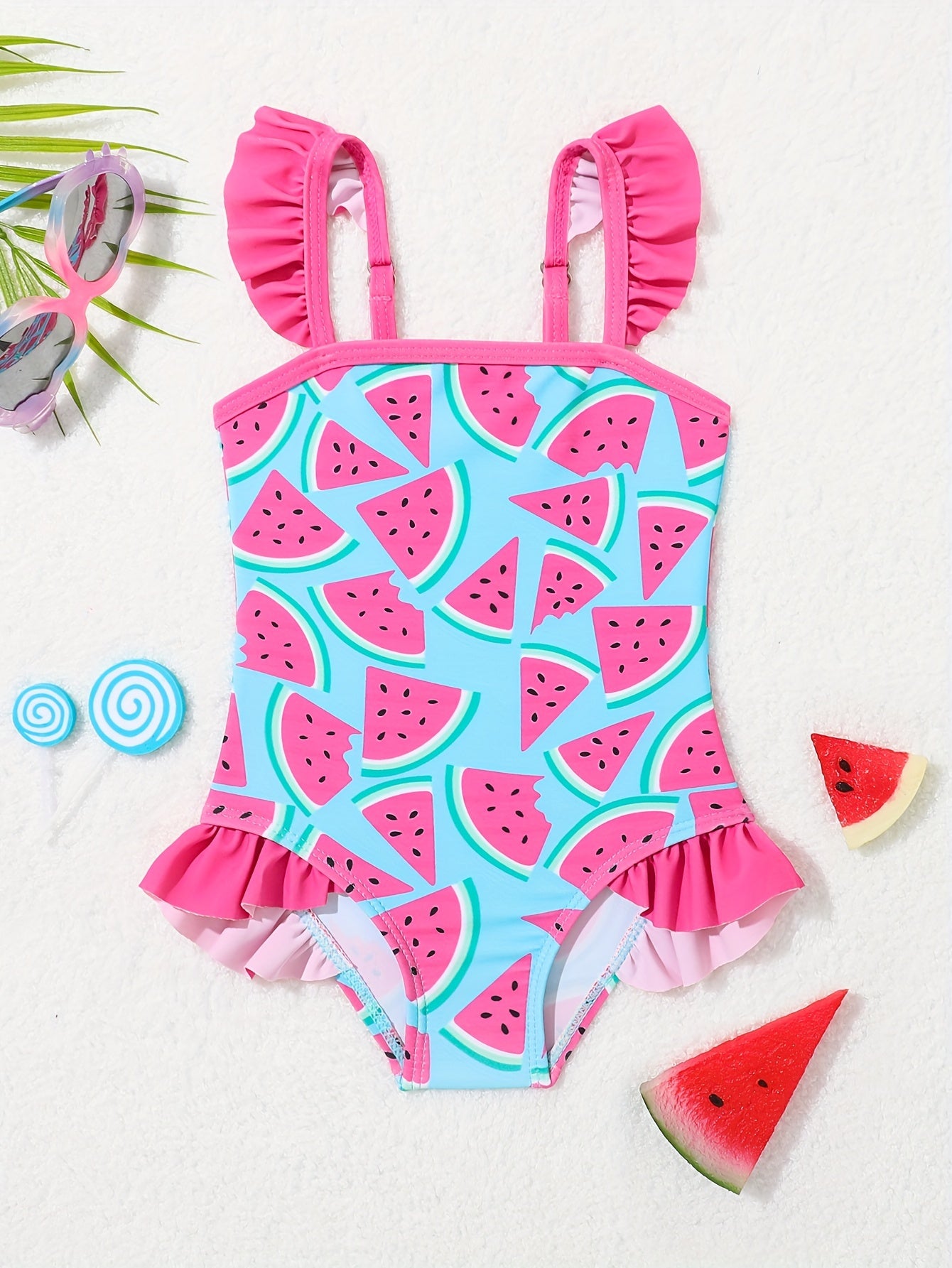 Baby Cute Rainbow Print Onesie Kids Swimsuit Girls Quick Drying Swimwear