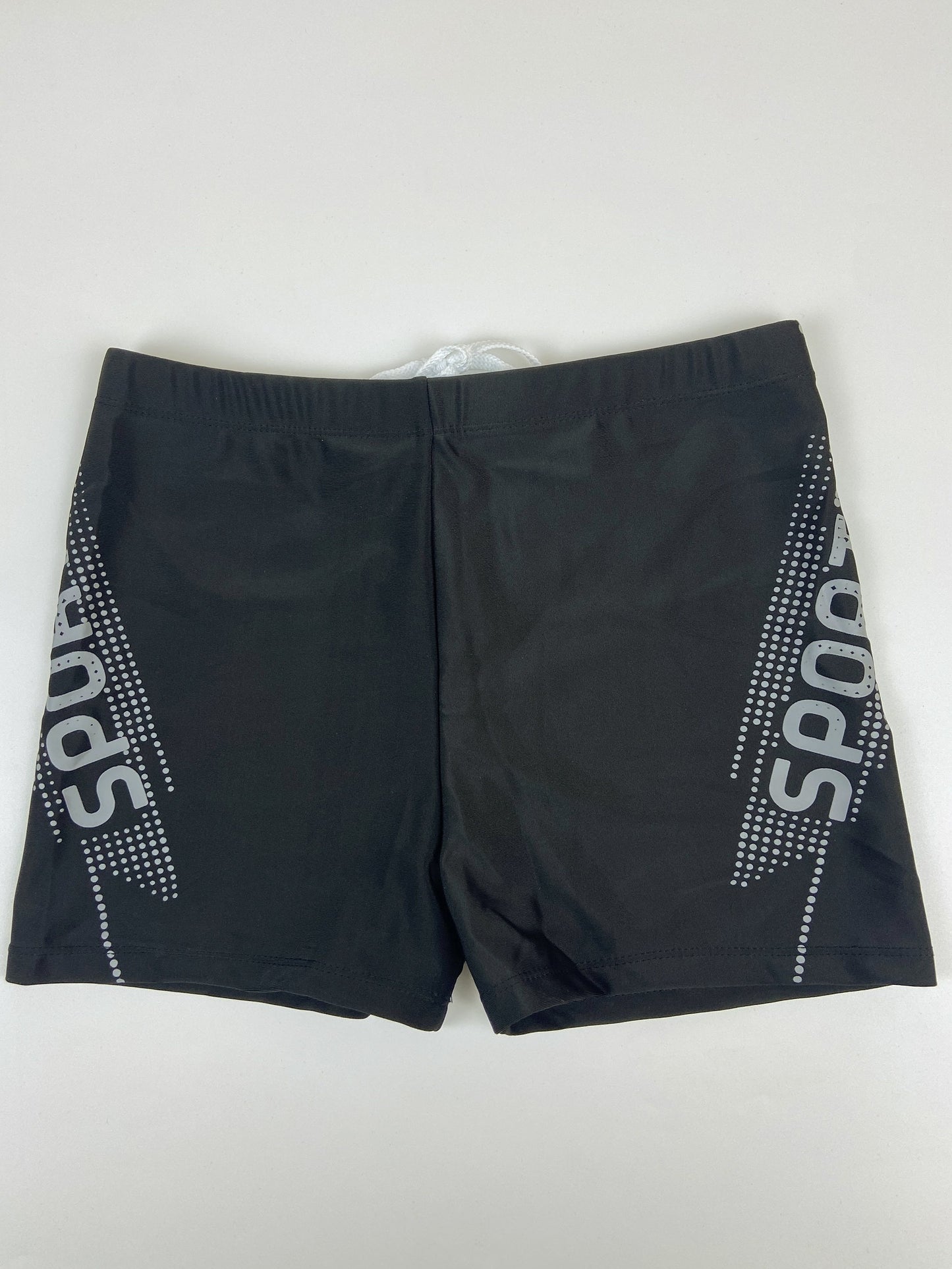 Men'S Quick-Dry Swim Shorts with Neon Green "SPORT" Letter Print - Elastic Waistband, Drawstring, Side Pockets, Regular Fit for Swimming, Surfing & Beach Activities, Swim Shorts, Beach Activewear, Sporty Swimwear, Comfortable Swimwear