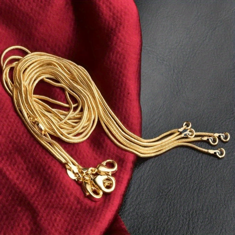 5pcs/1pc Golden Snake Chain Necklace - Fashionable Wedding & Party Jewelry, Exquisite Copper Design with Charms, Sizes 16/18/20/22/24/26/28/30