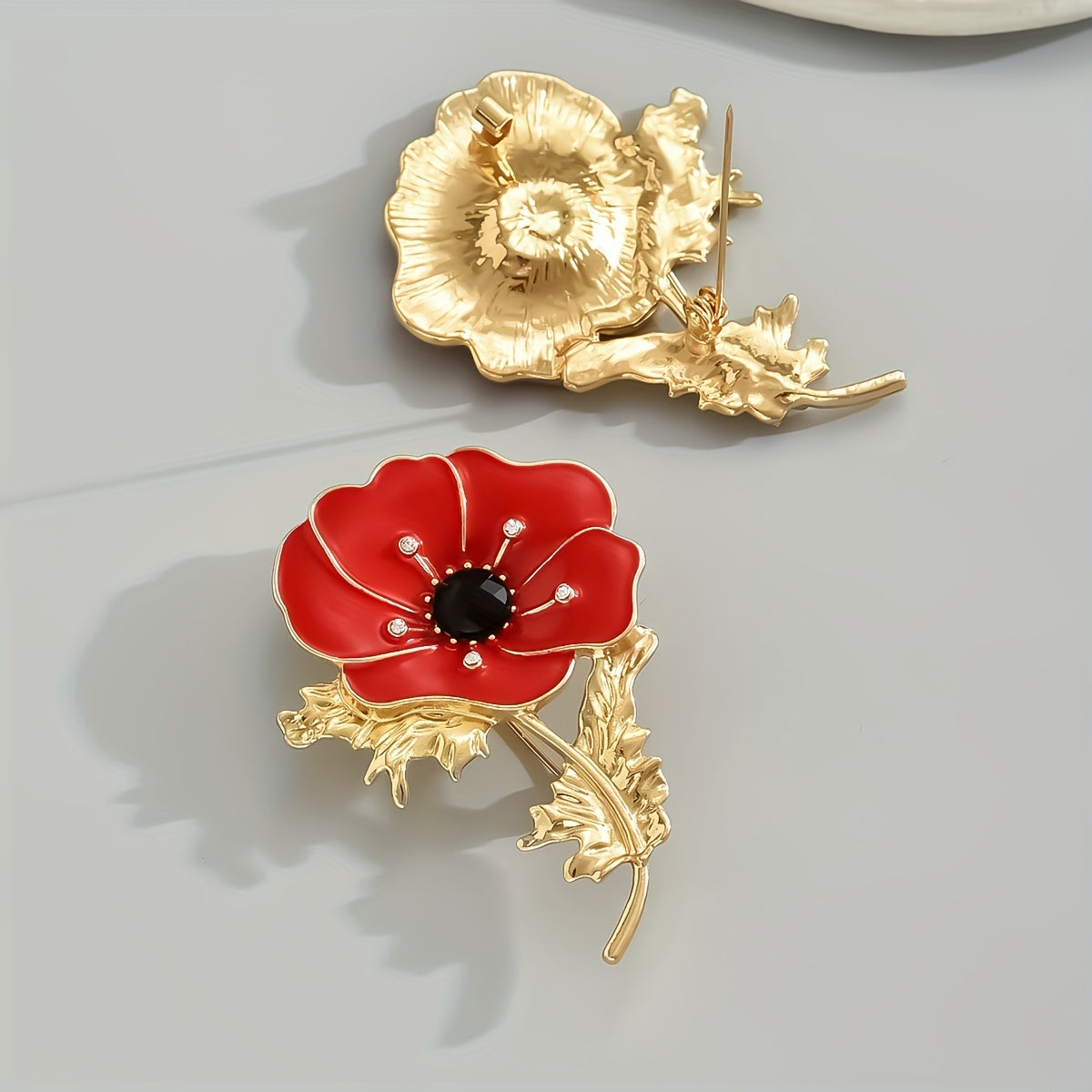 1pc Alloy Rhinestone Red Flower Brooch, Ideal choice for Gifts