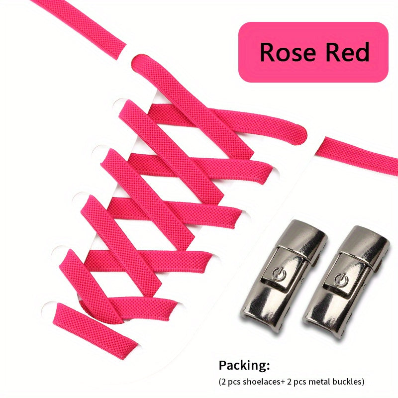 1Pair No-Tie Shoelaces with Buckles for Sneakers Sports Shoes