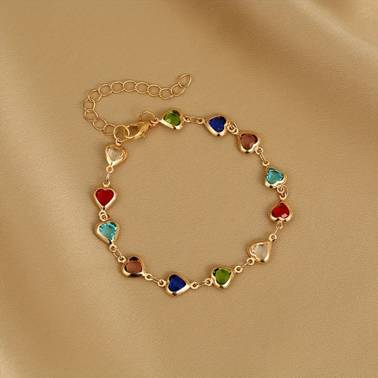 1 Piece Of Simple And Stylish Candy-colored Love Heart Bracelet For Ladies, A Gift For Girlfriend On Valentine's Day