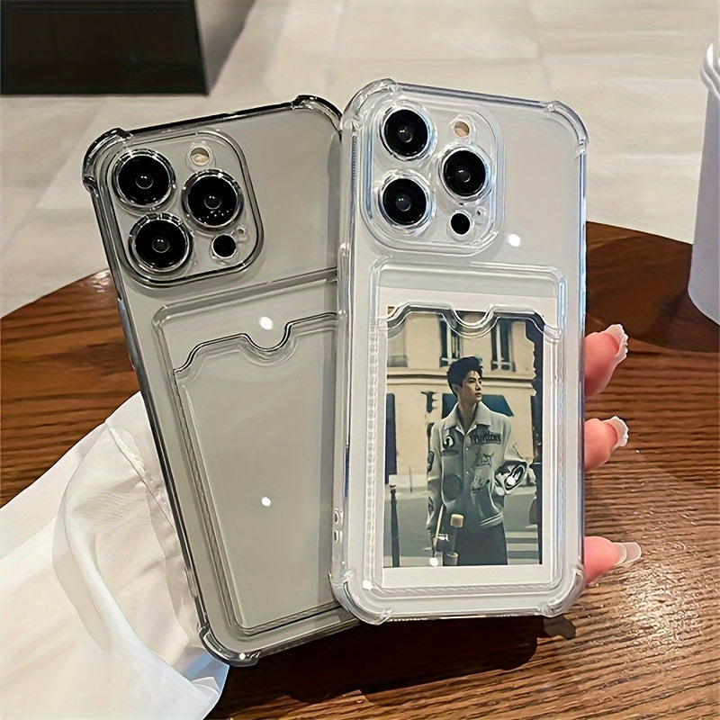 Durable Clear TPU Protective Phone Case with Card Slot for Iphone 17/16/15/14/13/12/11 Series - Transparent Drop-Proof Back Cover, Compatible with for iphone 11/11 Pro/11 Pro Max/12/12 Pro/12 Pro Max/13/13 Pro/13 Pro Max/14/14 Plus/14 Pro/14 Pro Max/15/15
