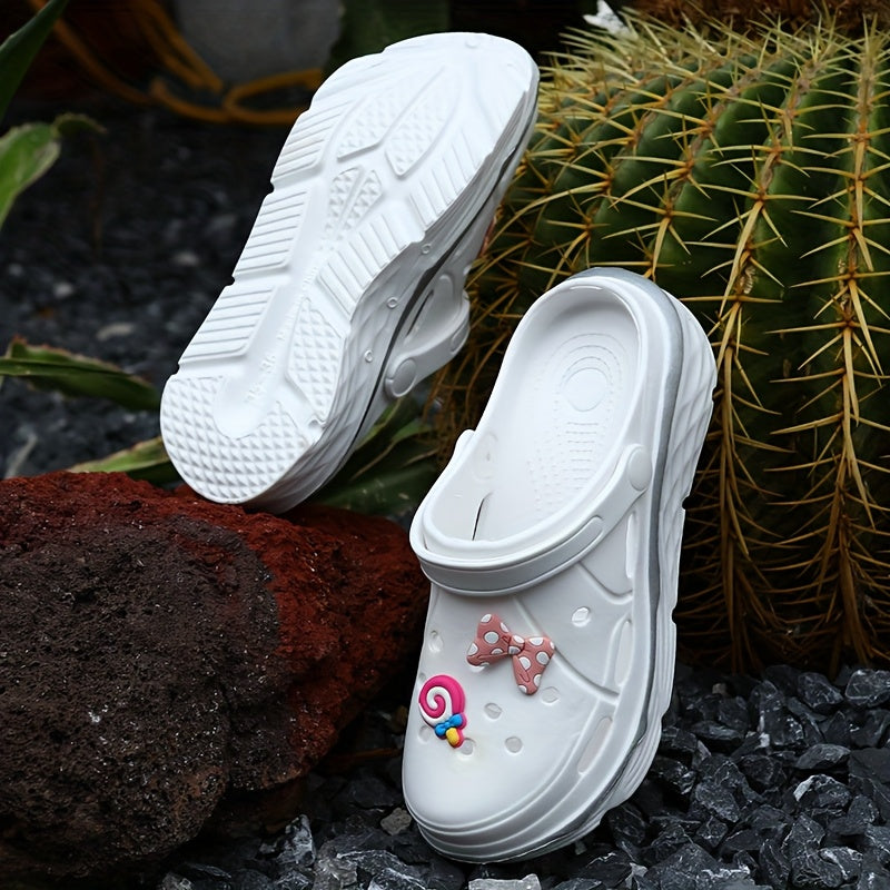 Women's Lightweight Pink with Floral & Bow Charms - Sweet Style, Breathable EVA Material, Comfortable All-Season Footwear