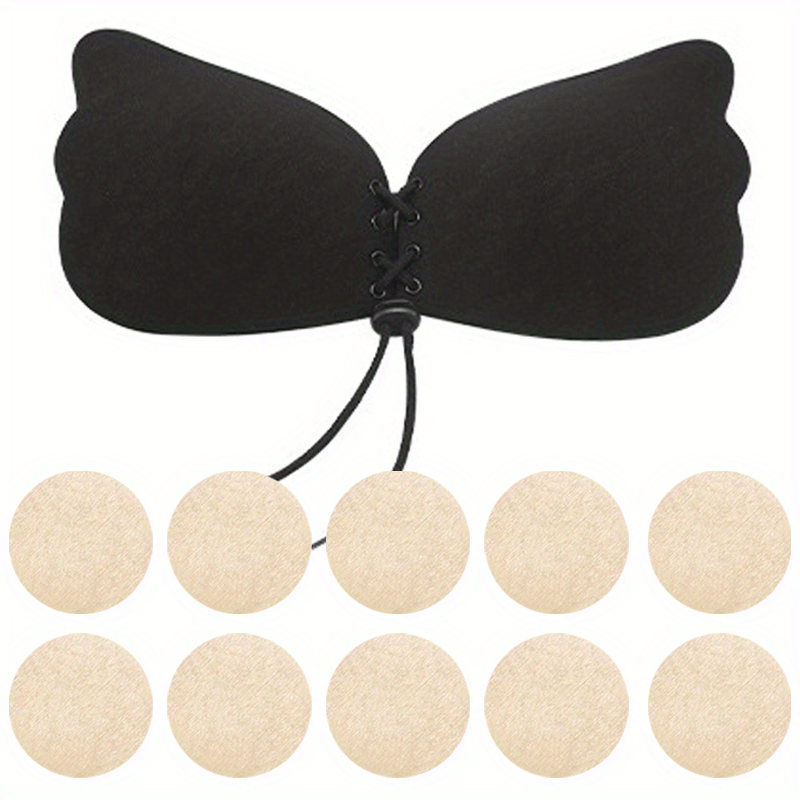 Invisible Stick-On Lift Bra, Strapless Strappy Push Up Self-Adhesive Bra, Women's Lingerie Accessories Sticky Bra,Strapless Sticky Bra Open Back Bra Invisible Bra Silicone Nipple Cover Women's Push Up Bra