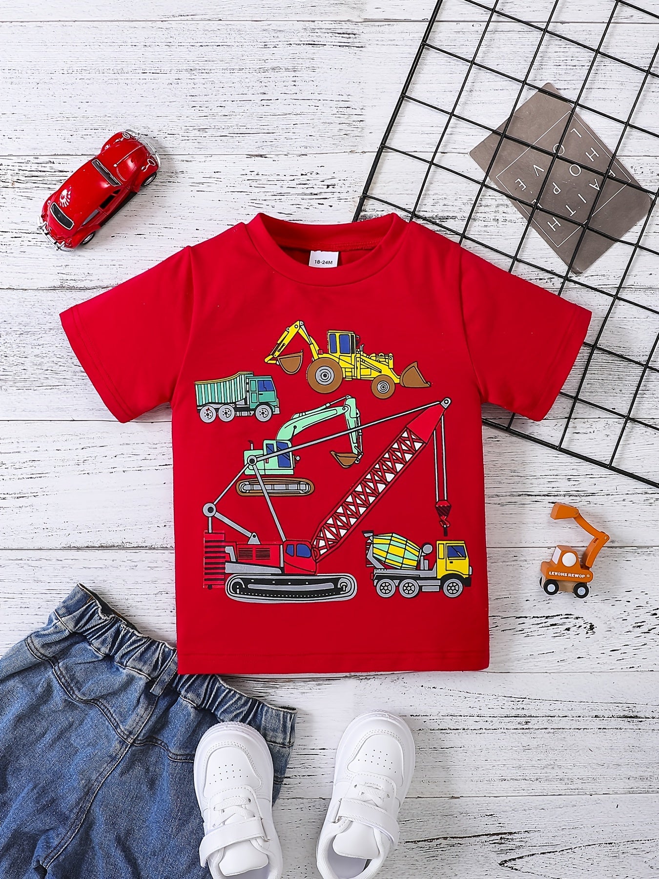 Excavator Print T-Shirt Boys Clothes Summer