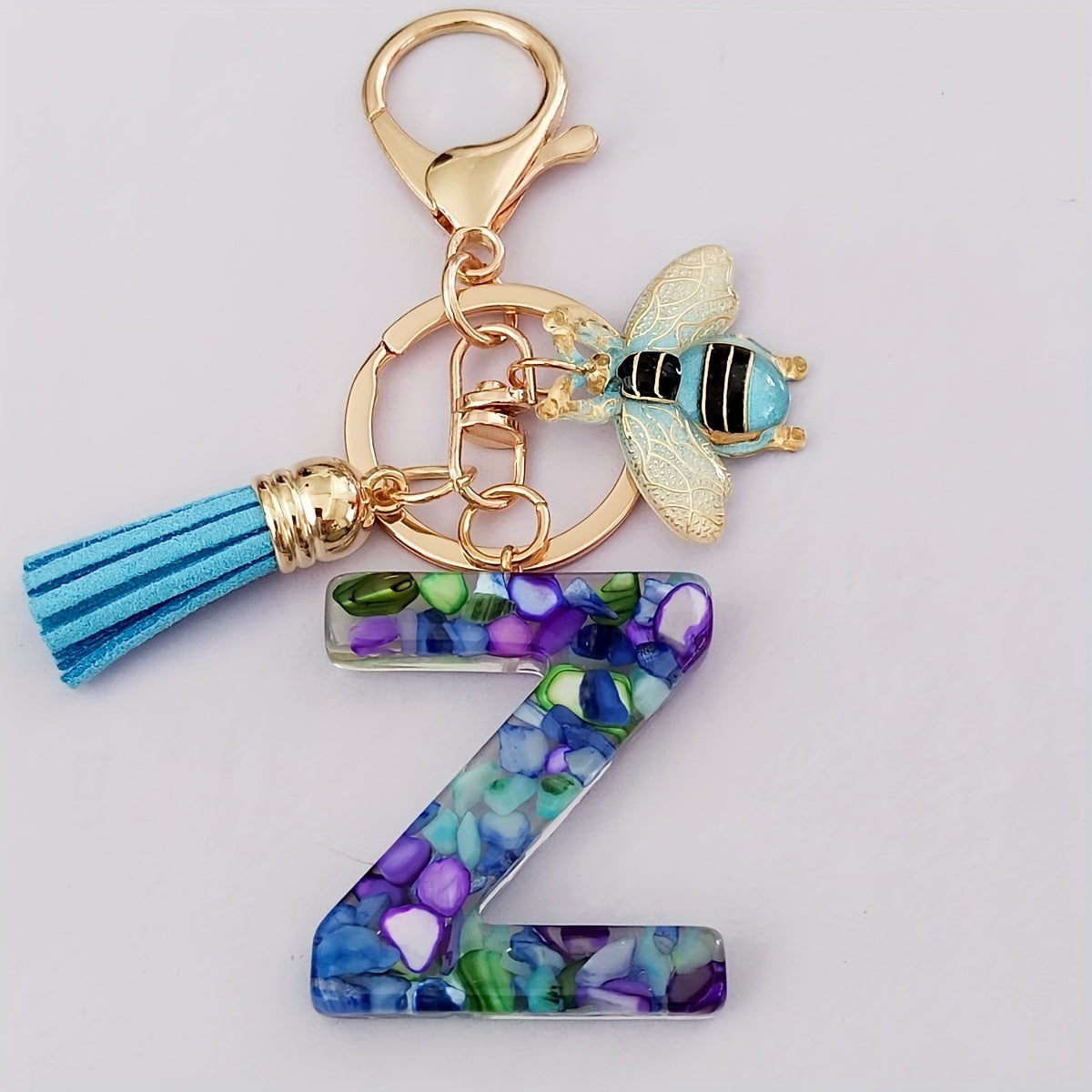 Dazzling Gift, Sparkling Alphabet Keychain with Sequin & Tassel - Mixed Colors, Geometric Design, Friendship Theme - Perfect for Bags & Gifts