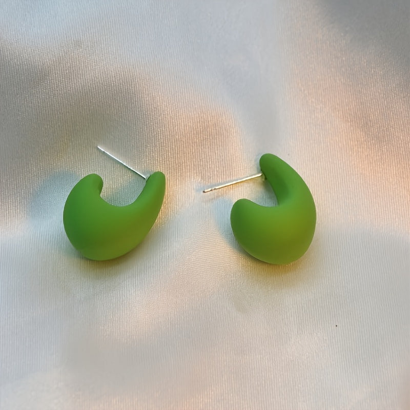 Vintage Elegant C-Shaped Resin Earrings with Stainless Steel Ear Needle, Daily & Gift Occasion Jewelry, Valentine'S Day Suitable, All-Season Accessory
