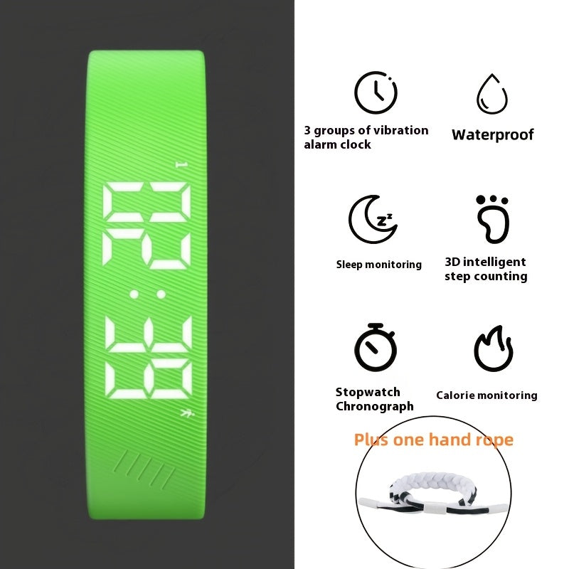 2025 new multifunctional simple fashion unisex electronic watch with alarm clock, pedometer, timer, luminous, senseless wear fashion sports multifunctional wristwatch Holiday gift, suitable for any scene - send a hand rope a