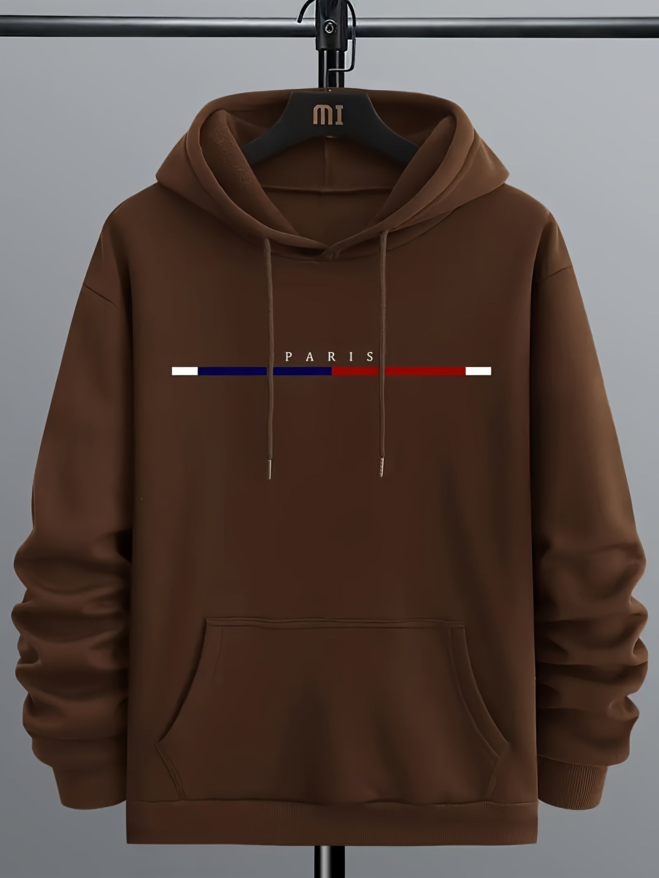 Paris Print Hoodie, Cool Hoodies For Men, Men's Casual Graphic Design Pullover Hooded Sweatshirt With Kangaroo Pocket Streetwear For Winter Fall, As Gifts