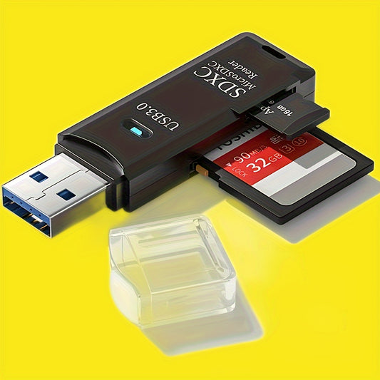 2-in-1 USB 3.0 & 2.0 Card Reader, 5Gbps High-Speed Adapter for SD/MMC/RS-MMC/UHS-I Cards, PVC, Compatible with PC and Camera Storage, Micro Sd Card to USB Adapter