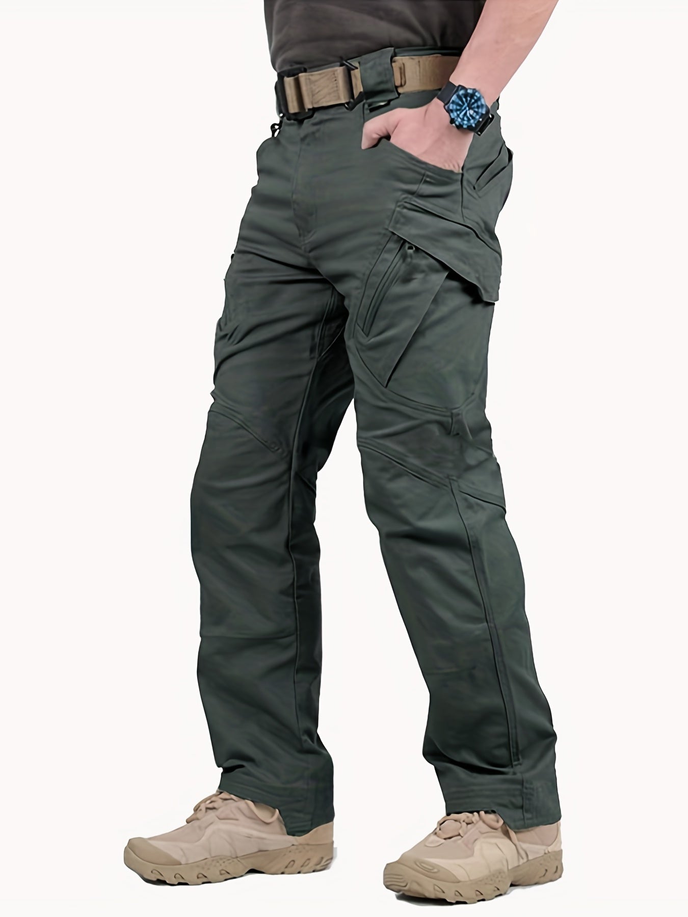 Men'S Tactical Cargo Pants - Durable Multi-Pocket Outdoor Workwear for Camping, Fishing, Hunting, Cycling & Hiking - Olive Green, Regular Fit, All-Season Use, Hiking Gear, Functional Design, Sturdy Construction