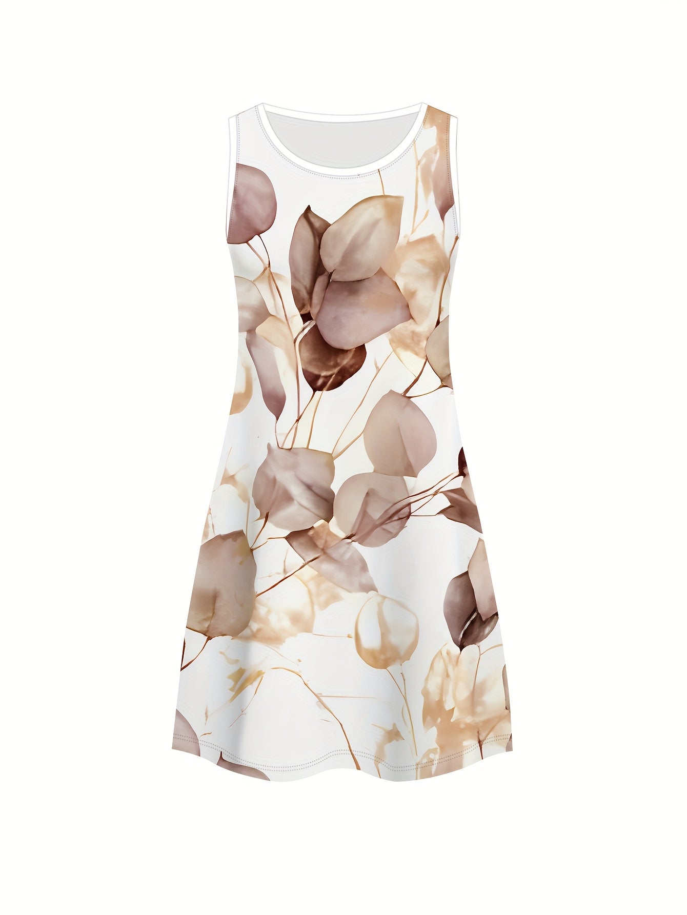 Women's Floral Print Dress - Sleeveless A-Line skirt, Mid-Length Casual & Formal Outfits in Blue Floral Pattern, Machine Washable Everyday & Party Wear for Women, Summer Outfit, Vacation Attire, Pullover Design, Lightweight Fabric