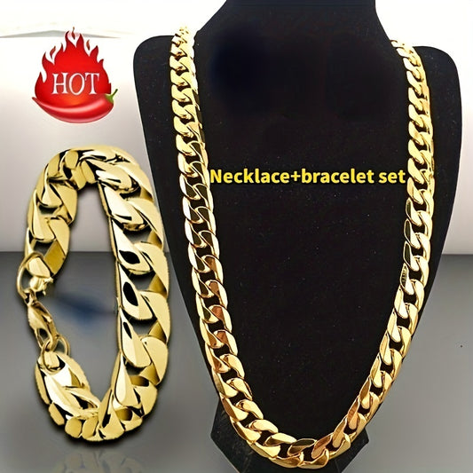 2pcs/set Necklace+Bracelet Fashion Luxury Men and Women Fashion Necklace Necklace Length 18-30inch, Bracelet Size: 21cm
