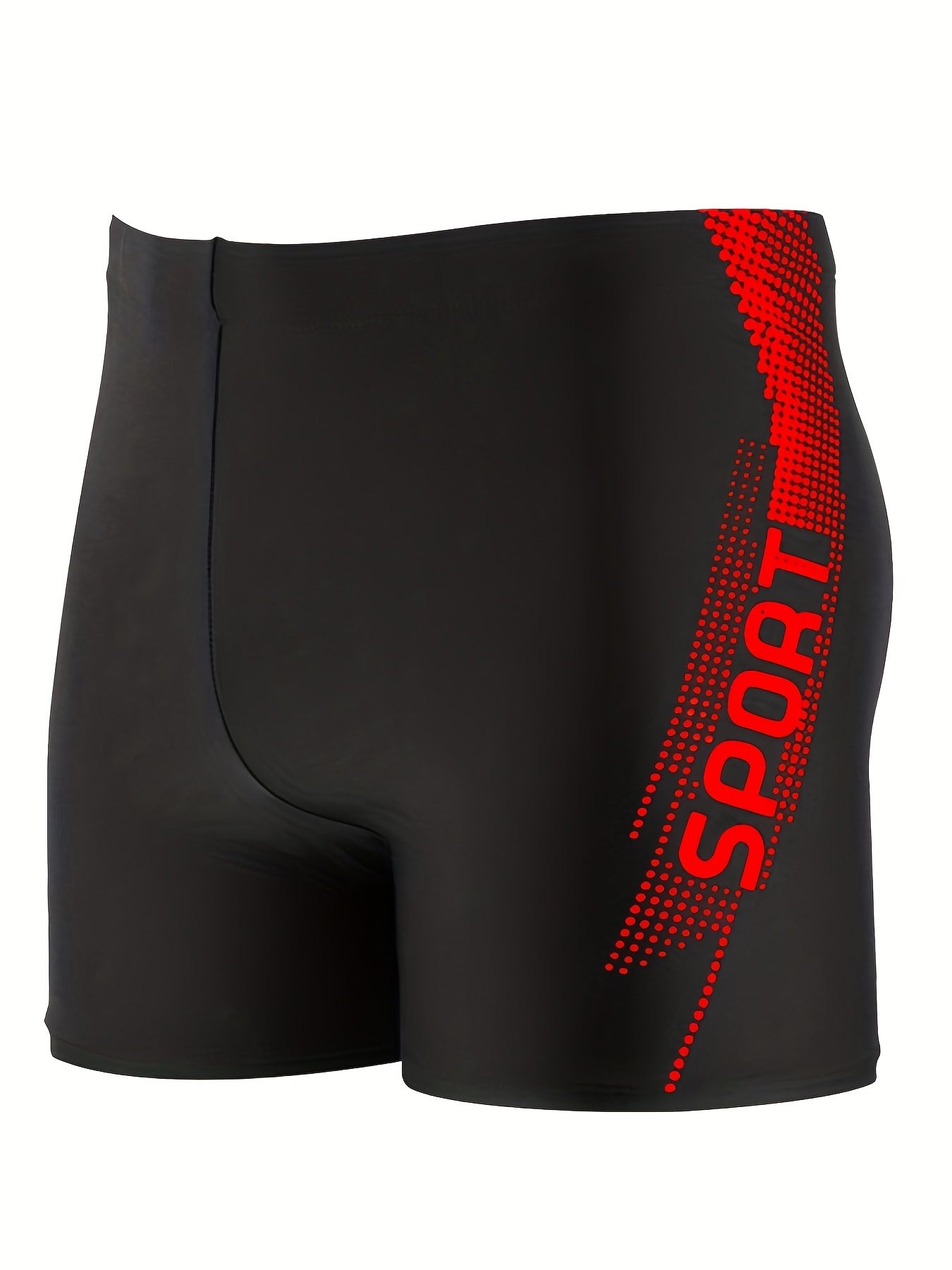Men'S Quick-Dry Swim Shorts with Neon Green "SPORT" Letter Print - Elastic Waistband, Drawstring, Side Pockets, Regular Fit for Swimming, Surfing & Beach Activities, Swim Shorts, Beach Activewear, Sporty Swimwear, Comfortable Swimwear