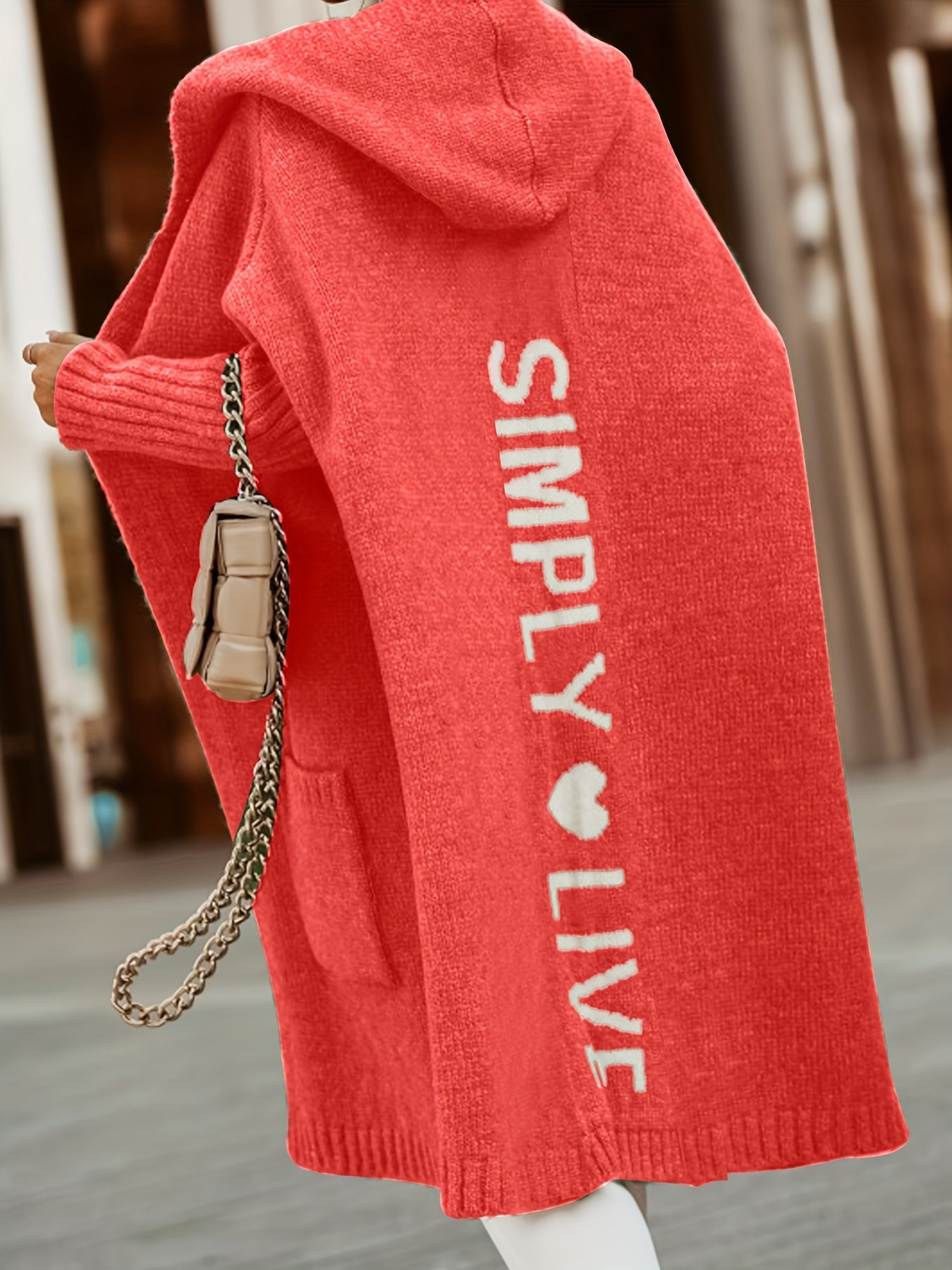 Elegant Mint Green Cardigan for Women - Sleeveless Open Front with "Simply Love" Lettering, Collarless, High Stretch Fabric, Front Pockets, and Coa