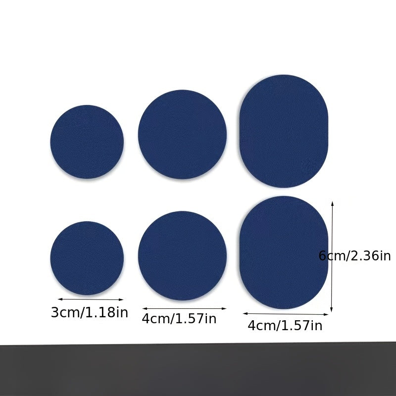 6pcs self-adhesive shoe patch set for repairing side damage, fixing inner sole holes, and covering worn-out areas on the back of sneakers. Durable, scratch-resistant, and wear-proof to mend tears and abrasions