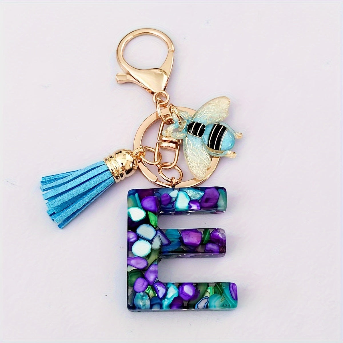 Dazzling Gift, Sparkling Alphabet Keychain with Sequin & Tassel - Mixed Colors, Geometric Design, Friendship Theme - Perfect for Bags & Gifts