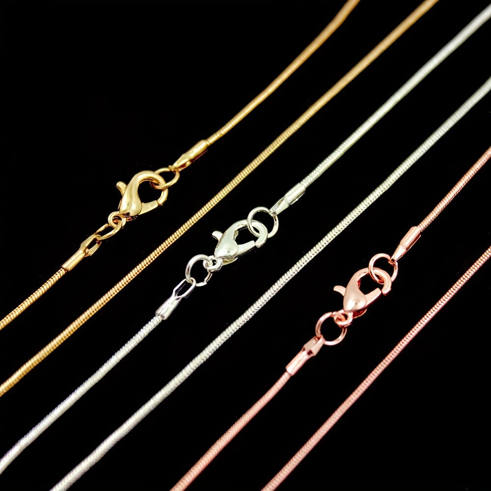 10pcs 40.64-76.2cm ROSE Golden / GOLDEN / PLATED SNAKE CHAINS PLAIN NECKLACES 10 PACKS WHOLESALE