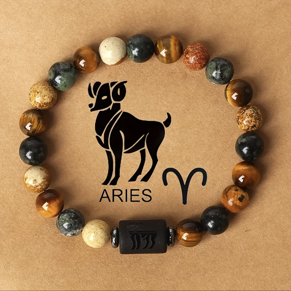 1pc Zodiac Astrology Natural Stone Beaded Bracelet, Fashionable 12 Constellation Designs, Personalized Zodiac Sign Jewelry, Ideal Birthday or Valentine'S Day Gift, 19.0cm
