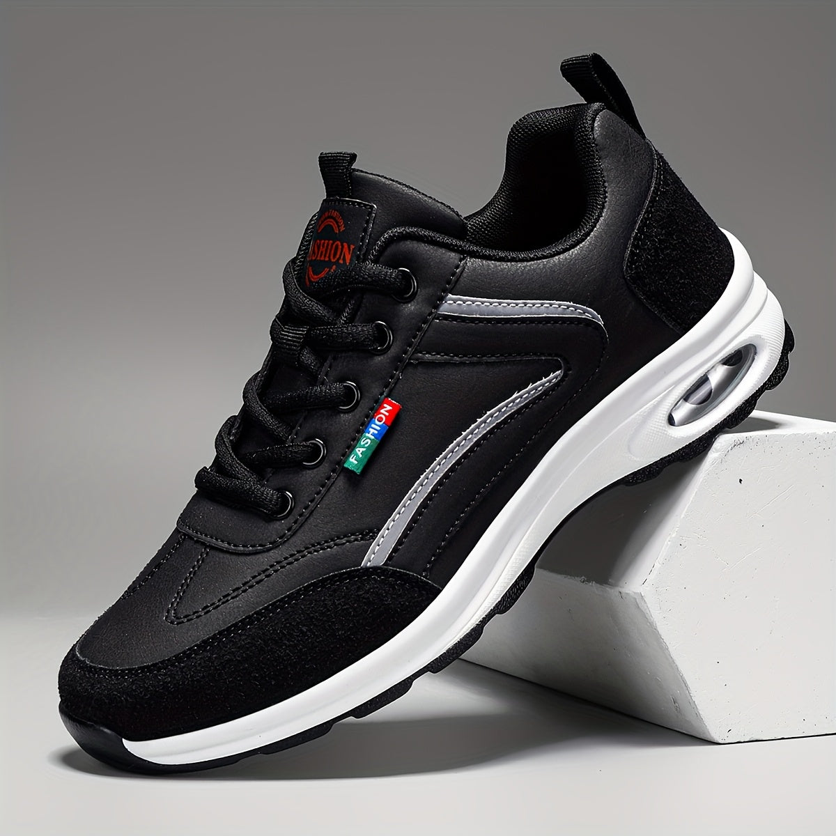 Men's Low-Top Sneakers - Upper & Rubber Sole, Black/White/Grey/Beige/Green ccent Traction Tread - -Season Casual & Sneakers for Gym,, Casual ttire - Lace-Up Round Toe Comfortable Urban Shoes, Shoes For Men, Sports Shoes For Men, Casual Shoes For Men, Walk