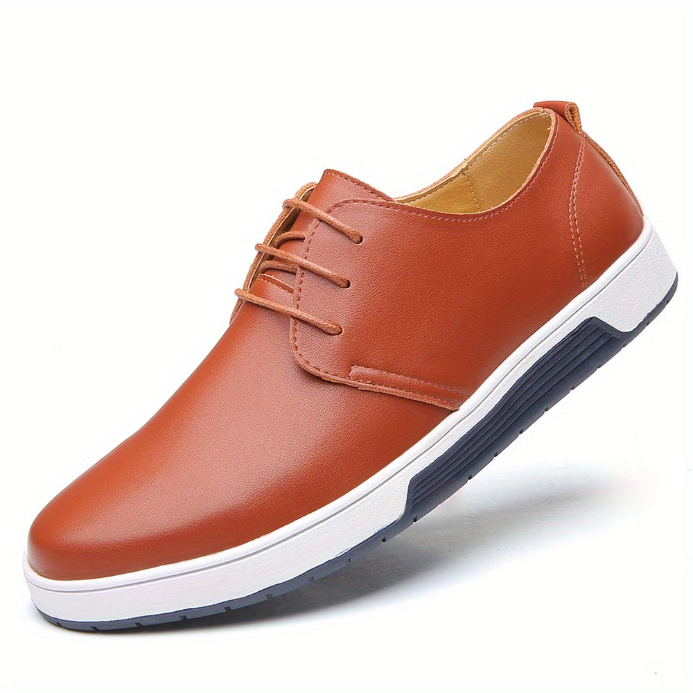 Men's Classic Oxford Dress Shoes - Solid Color, Round Toe, Lace-Up Closure, Microfiber Synthetic Upper & Inner, Rubber Sole & Insole, Business Style for All Seasons