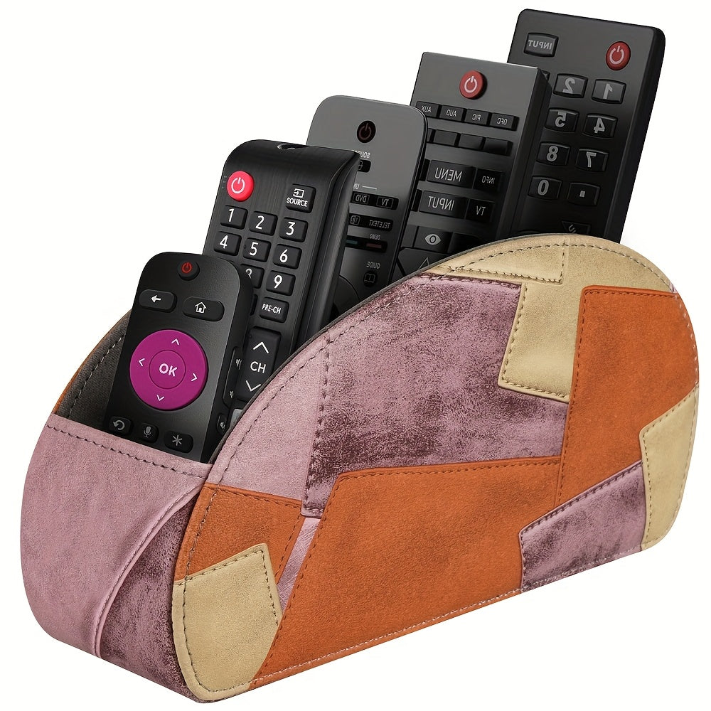 Remote Control Holder with 5 Compartments - Black Faux Leather Remote Caddy for TV, DVD, Blu-Ray, Media Player, And Heater Control, Independent Storage, Desk & Drawer Organizer for Home Storag, Desk & Drawer Organizer for Home Storage