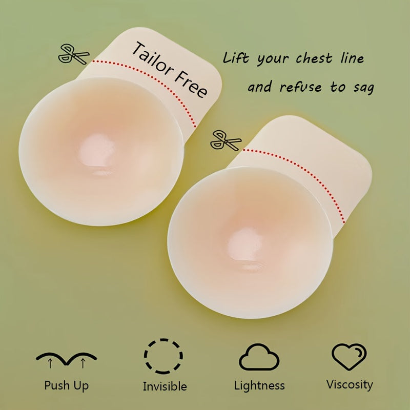 Reusable Lifting Nipple Covers: Strapless, Invisible, Self-Adhesive Breast Pasties for Women's Lingerie - Elevate Your Chest Line with Elegance