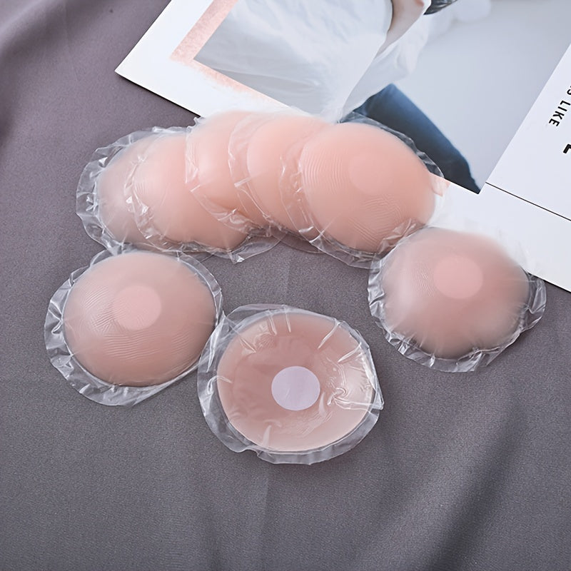 2/6/10pcs Reusable Silicone Nipple Covers, Seamless Invisible Self-Adhesive Anti-convex Nipple Pasties, Women's Lingerie & Underwear Accessories