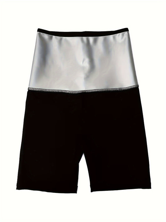 1 Pair CXYIN High-Waist Sweat Sauna Shorts for Women - Black, Tummy Control and Slimming Leg Shaper, Breathable Polyester/Elastane Blend, Ideal for Summer Workouts, Workout Shorts