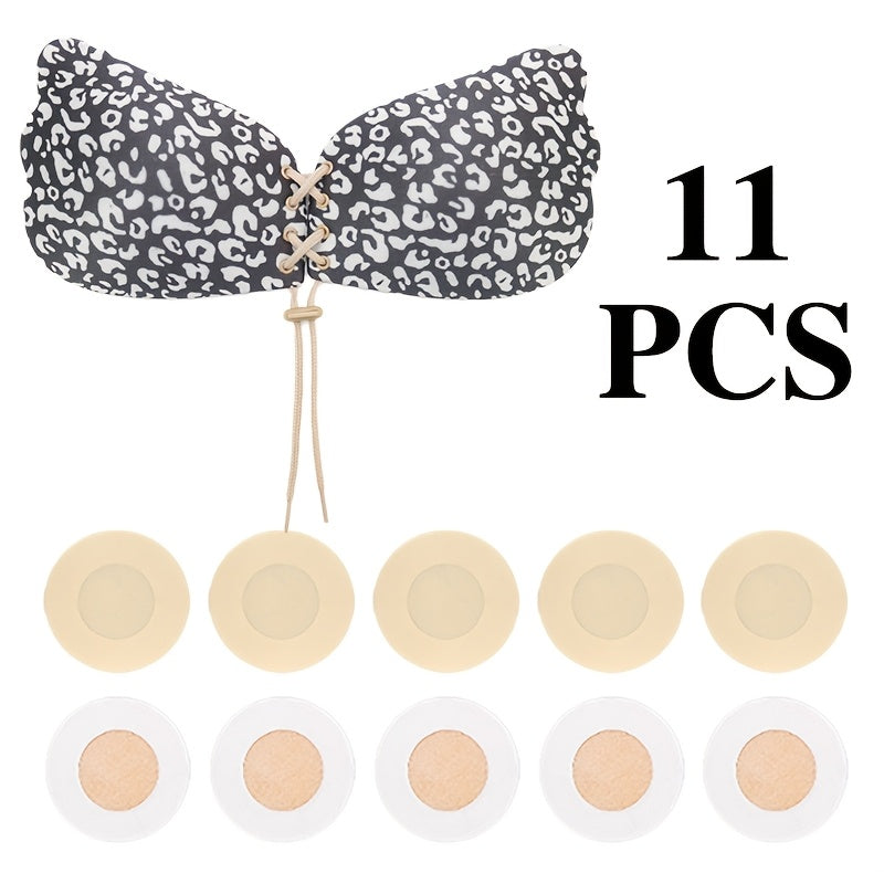 Invisible Stick-On Lift Bra, Strapless Strappy Push Up Self-Adhesive Bra, Women's Lingerie Accessories Sticky Bra,Strapless Sticky Bra Open Back Bra Invisible Bra Silicone Nipple Cover Women's Push Up Bra