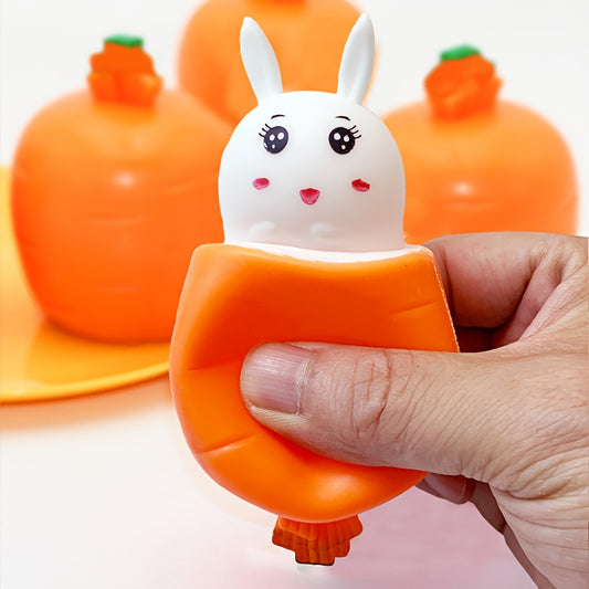 1/2pcs Cute Cartoon Carrot Head Bunny Squeeze Toy, Fun Prank Gag Gift for Youngsters and Adults, Educational Party Favor for Easter, Halloween, Thanksgiving - Assorted Colors, Rabbit Toys