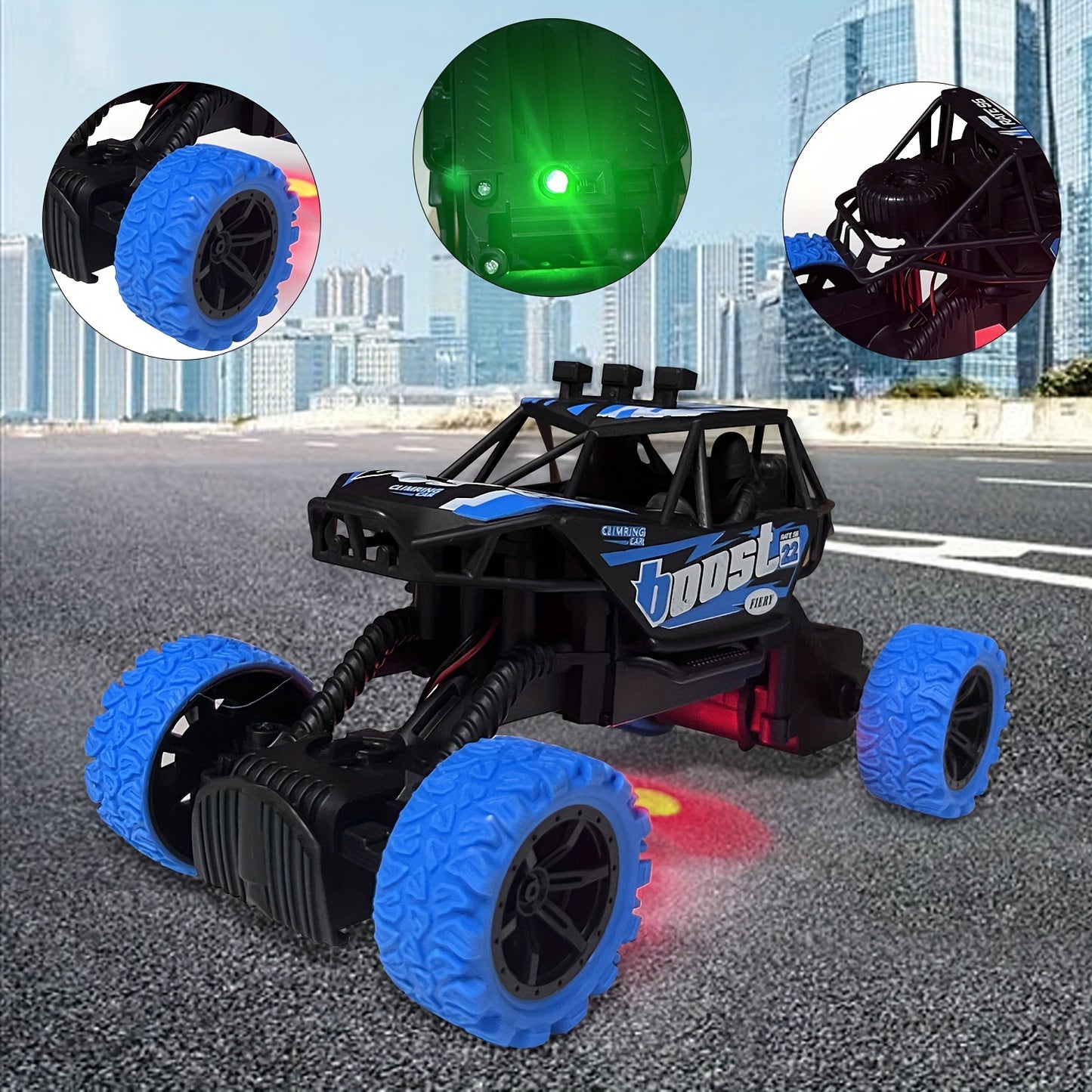1:18 Scale Remote Control Car Toy, Battery Powered with Infrared Sensor, Flashing Light, Push Button Control, Plastic Rock Climbing Vehicle, Ideal Christmas and Birthday Gift