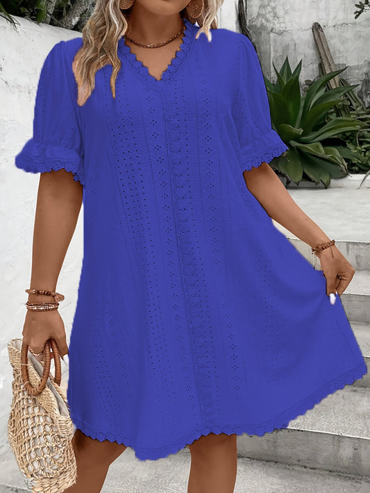 Casual Court Lock Flower Lace Loose Dress