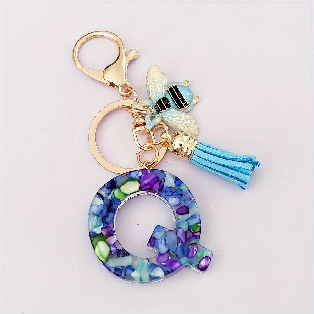 Dazzling Gift, Sparkling Alphabet Keychain with Sequin & Tassel - Mixed Colors, Geometric Design, Friendship Theme - Perfect for Bags & Gifts