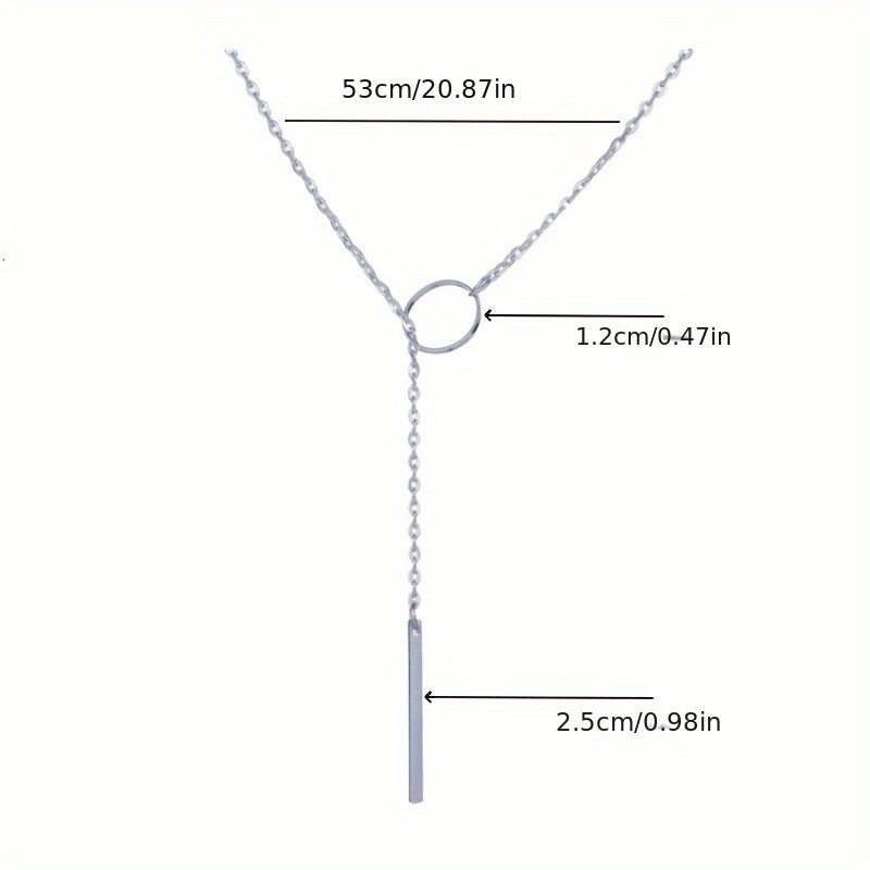 Ethnic & Minimalist Women's Necklace - Golden-Tone Alloy Circle & Rectangular Bar Pendant, Delicate Chain for Casual Attire, Holiday Gift, Versatile Year-Round Jewelry, Festive Accessory, Contemporary Ethnic Neckwear, Twisted Pendant Design, Casual Wear,