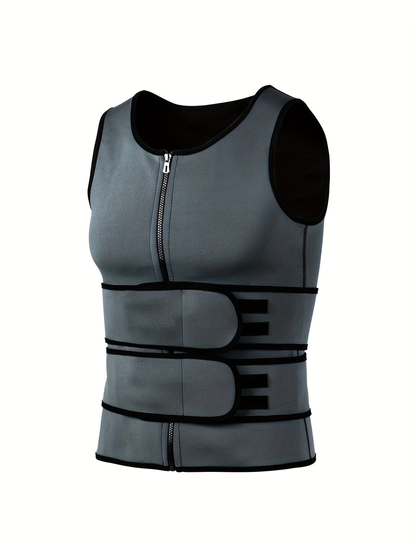 Men'S Plus Size Slimming Waist Trainer Vest - Adjustable Neoprene Chest & Abdominal Support, Breathable Sleeveless Design for Gym, Training, and Casual Wear, Black, Workout Clothes, Sleek Sporty Look, Comfortable Fit, Men Waistcoat With Button Hole, Men B