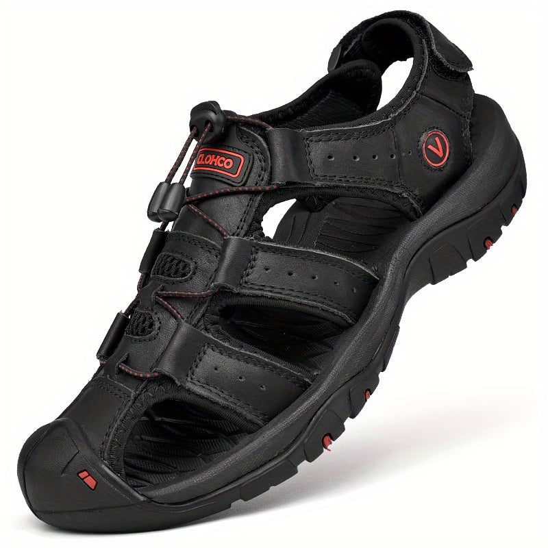 Clohoo Brand Cowhide Rubber Thick Sole Handmade Casual Bag Head Men's Sandals