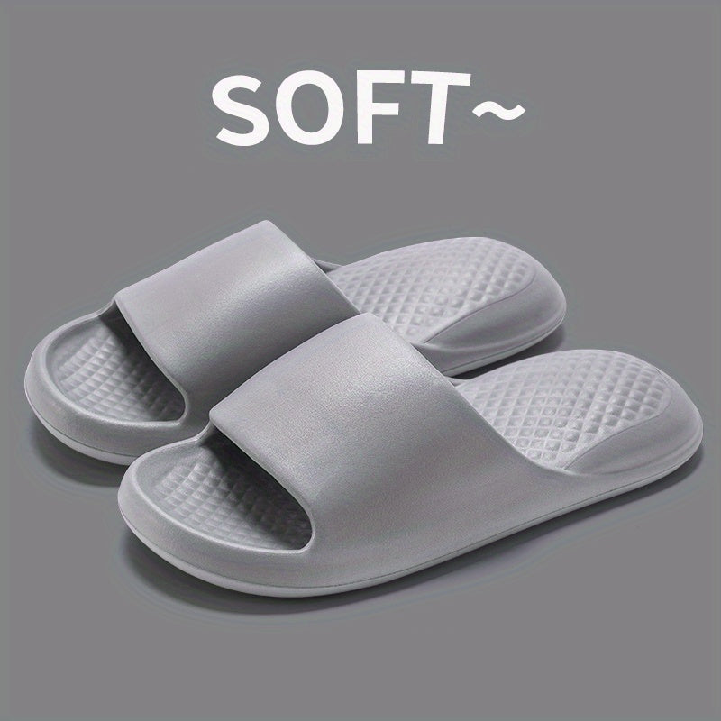Unisex Casual EVA Slippers, Soft Open Toe Slip-on Flat Heel Sandals, Comfortable All-Season Indoor Home Summer Bath Shoes, Solid Color