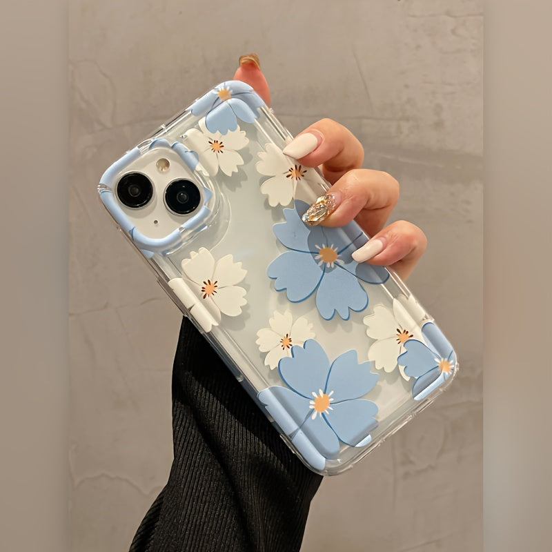 Beautiful Flower Transparent Anti-fall TPU Shock Absorption Phone Case For Apple 15/14/13/12/11/7/8/7plus/8plus