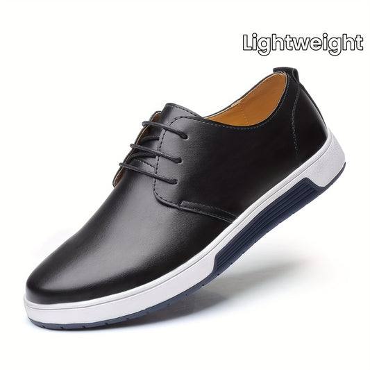 Men's Classic Oxford Dress Shoes - Solid Color, Round Toe, Lace-Up Closure, Microfiber Synthetic Upper & Inner, Rubber Sole & Insole, Business Style for All Seasons