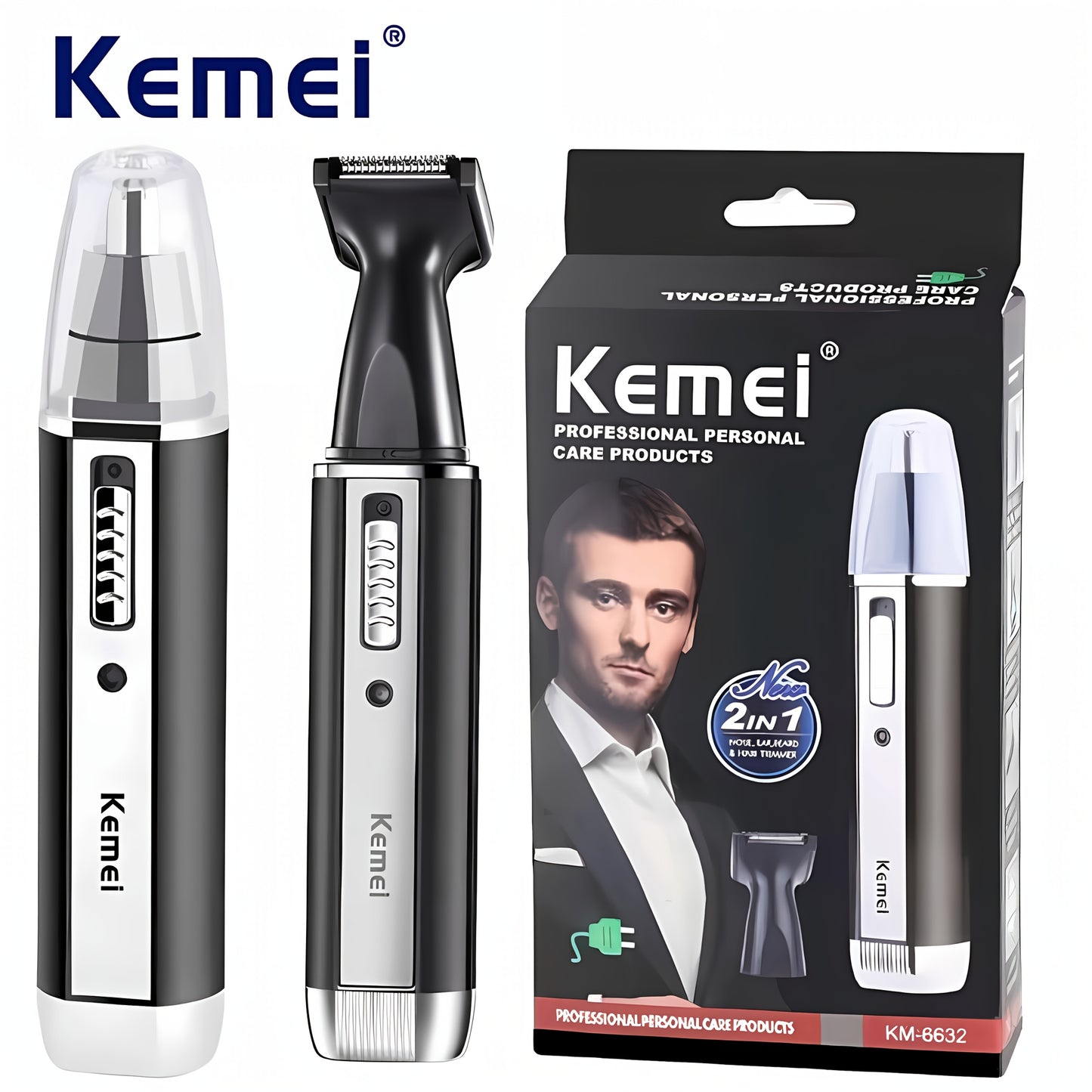 Kemei 4-in-1 Professional Grooming Kit, USB Rechargeable Nose & Ear Hair Trimmer, Beard and Eyebrow Razor, Men'S Personal Care Tools with Nickel Battery, ≤36V Operating Voltage