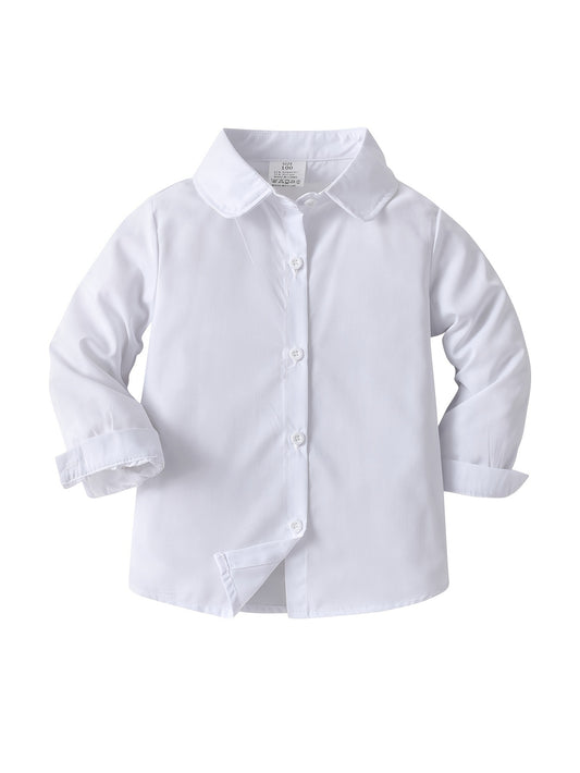 Girls/boys Solid Long Sleeve Shirt Formal Shirt For Party Gift Christmas
