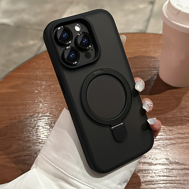 Luxury Magnetic Holder Armor Shockproof Wireless Charging Phone Case, For iPhone 11/12/13/14/15/16 Pro Max Plus Shockproof Hard PC Back Cover