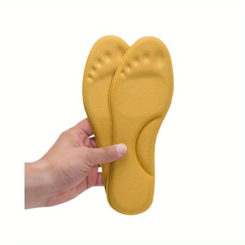 1 Pair Cozy Memory Foam Insoles for Women - Warm & Comfortable Winter Sports Shoe Inserts, Hand-Washable, Polyester & Nylon Blend, Available in Yellow & Pink