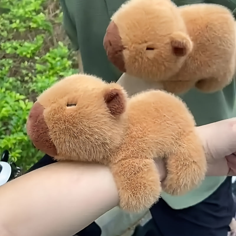 Adorable Capybara Plush Toy Wristband - Soft PP, Deep Brown Guinea Pig Stuffed Animal Keychain, Perfect for Play & Decoration, Decorative Accessory|Cute Wristband|Quality Plush Material, Capybara Stuffed Animal for winter, Mini Stuffed Animals, Playful De