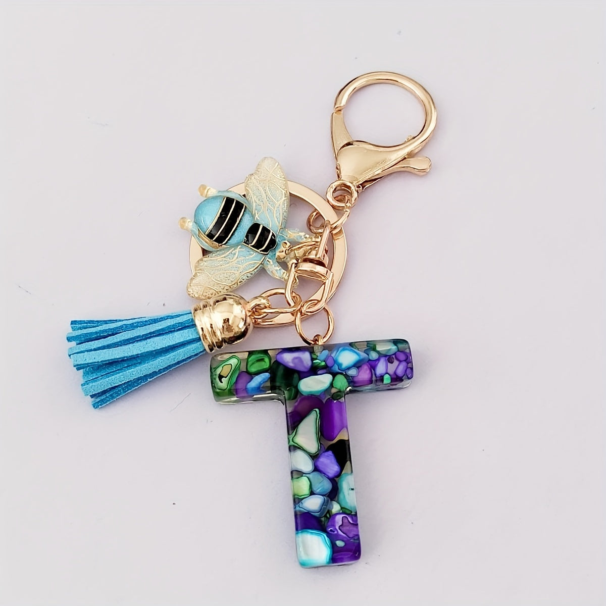 Dazzling Gift, Sparkling Alphabet Keychain with Sequin & Tassel - Mixed Colors, Geometric Design, Friendship Theme - Perfect for Bags & Gifts